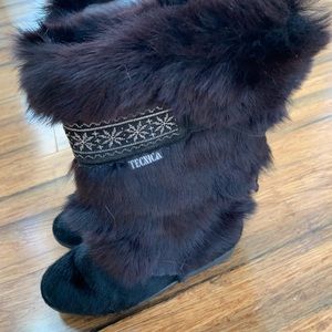 TECNICA Italy Women Skandia Boot Size 8/39 Black Goat Fur